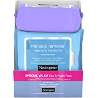 Neutrogena Day & Night Wipes with Makeup Remover Face Cleansing Towelettes & Night Calming Facial Cloths, Alcohol-Free…