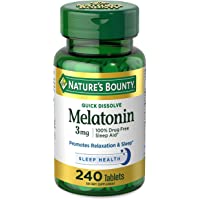 Melatonin by Nature's Bounty, 100% Drug Free Sleep Aid, Dietary Supplement, Promotes Relaxation and Sleep Health, 3mg…