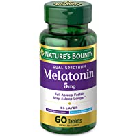 Melatonin by Nature's Bounty, 100% Drug Free Quick Release and Extended Release Sleep Aid, Dietary Supplement, Promotes…