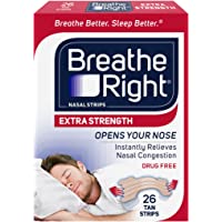 Breathe Right Extra Strength Tan Nasal Strips, Nasal Congestion Relief due to Colds & Allergies, Reduces Nasal Snoring…