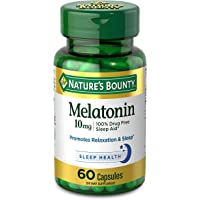 Melatonin by Nature's Bounty, 100% Drug Free Sleep Aid, Dietary Supplement, Promotes Relaxation and Sleep Health, 10mg…