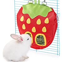 JanYoo Rabbit Hay Feeder Bag for Cage Guinea Pig Timothy Hay Dispenser Storage Manger Hanging Large Less Waste for Bunny