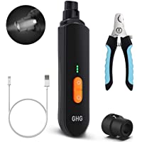 GHG Dog Nail Grinder Upgraded - Professional LED Lighting 3-Speed Rechargeable Pet Nail Trimmer with Clippers, Quite Low…