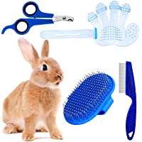 4 Pieces Rabbit Grooming Kit with Rabbit Grooming Brush, Pet Hair Remover, Pet Nail Clipper, Pet Comb, Pet Shampoo Bath…