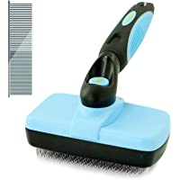 FIOVIEL Self Cleaning Slicker Brush for Dogs and Cats, Pet Grooming Dematting Brush Easily Removes Mats, Tangles, and…