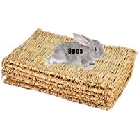 Grass Mat Woven Bed Mat for Small Animal Bunny Bedding Nest Chew Toy Bed Play Toy for Guinea Pig Parrot Rabbit Bunny…