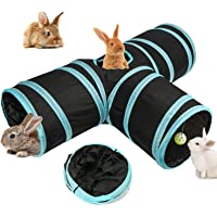 BWOGUE Bunny Tunnels & Tubes Collapsible 3 Way Bunny Hideout Small Animal Activity Tunnel Toys for Dwarf Rabbits Bunny…
