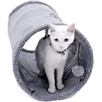 Speedy Pet Collapsible Cat Tunnel, Cat Toys Play Tunnel Durable Suede Hideaway Pet Crinkle Tunnel with Ball