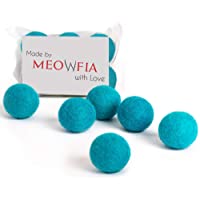 MEOWFIA Wool Ball Toys - 6-Pack of Safe for Cats and Small Dogs Balls - 1.5 Inch and 2 Inch Felted Wool Cat Toy and Dog…