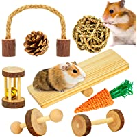 OVERTANG Hamster Toys, Rabbit Chew Toys, 8 Pack Wooden Hamster Toy Set Natural Apple Wood Small Animal Chew Molar Toys…