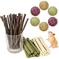 Small Animal Chew Treats Hamster Chew Toys，Natural Timothy Hay Sticks Sweet Bamboo Apple Sticks Suitable for Rabbit…