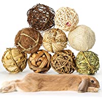 9 Pcs Small Animals Play Balls, Chew Grass Balls & Rolling Chew Toys for Bunny, Improve Pets Dental Health for Rabbit…