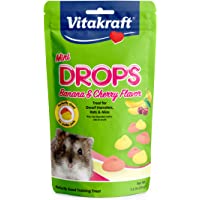 Vitakraft Drops Mini Banana & Cherry Flavor Dwarf Hamster, Rat, and Mouse Treat, 2.5 oz, Multi