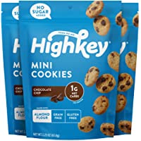 Highkey Keto Chocolate Chip Cookies - 3 Pack - Low Carb Snacks Keto Food Sugar Free High Protein Cookie with Zero Carbs…