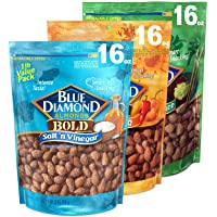 Blue Diamond Almonds Bold Variety Pack - Salt N' Vinegar, Habanero BBQ, and Wasabi & Soy Sauce Flavored Snack Nuts, 16…