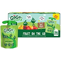 GoGo squeeZ Fruit on the Go, Apple Apple, 3.2 oz. (20 Pouches) - Tasty Kids Applesauce Snacks Made from Apples - Gluten…