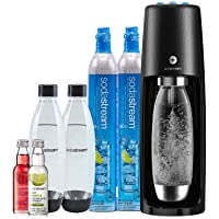 SodaStream Fizzi One Touch Sparkling Water Maker Bundle (Black) with CO2, BPA free Bottles, and 0 Calorie Fruit Drops…