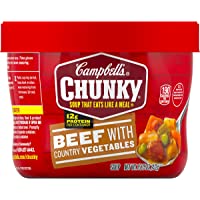 Campbell's Chunky Microwavable Soup, Beef with Country Vegetables Soup, 15.25 Ounce Bowl