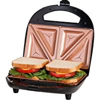 GOTHAM STEEL Sandwich Maker, Toaster and Electric Panini Grill with Ultra Nonstick Copper Surface - Makes 2 Sandwiches…