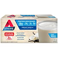 Atkins Creamy Protein-Rich Shake With High-Quality Creamy Vanilla, 12 Count