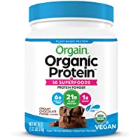 Orgain Organic Protein + Superfoods Powder, Creamy Chocolate Fudge - 21g of Protein, Vegan, Plant Based, 6g of Fiber, No…