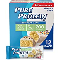 Pure Protein Bars, High Protein, Nutritious Snacks to Support Energy, Low Sugar, Gluten Free, Birthday Cake, 1.76 oz…