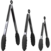 The Original Popco Tongs, Set of 3-7,9,12 inches, Heavy Duty, Stainless Steel Bbq and Kitchen Tongs with Silicone Tips…