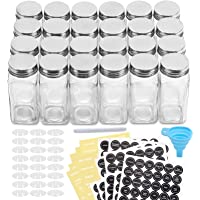 AOZITA 24 Pcs Glass Spice Jars/Bottles - 4oz Empty Square Spice Containers with Spice Labels - Shaker Lids and Airtight…