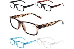 Gaoye 5-Pack Reading Glasses Blue Light Blocking,Spring Hinge Readers for Women Men Anti Glare Filter Lightweight…