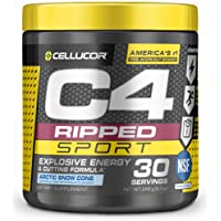 C4 Ripped Sport Pre Workout Powder Arctic Snow Cone - NSF Certified for Sport + Sugar Free Preworkout Energy Supplement…