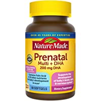 Nature Made Prenatal Multivitamin with 200 mg DHA, Multivitamin to Support Baby Development and Mom, 60 Softgels, 60 Day…