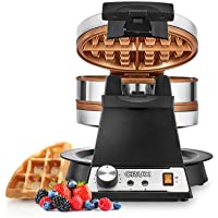 Crux Double Rotating Belgian Waffle Maker with Nonstick Plates, Stainless Steel Housing & Browning Control, black (14614…