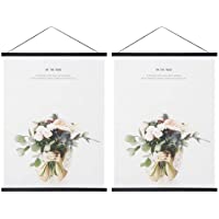 Miaowater 2 Pack Magnetic Poster Frame Hanger,8x10 8x12 8x18 Light Wood Wooden Magnet Frames Hangers for Photo Picture…
