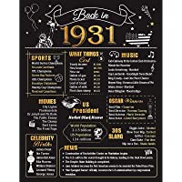 FALAMON 91th Birthday Anniversary Decorations Party Supplies Gifts for Women or Men, 11x14 Birthday Poster (Unframed…