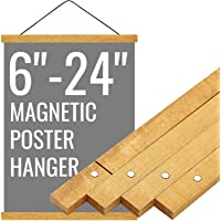Magnetic Poster Hanger Frame 6 Inch Wide, Teak, Strong Magnet, Premium Wood and Quick Assembly, Wall Hanging Wooden…
