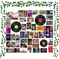 K1tpde 48PCS Retro Room Decor Wall Collage Aesthetic with Fake Vines, Retro Records Picture for Wall Collage, Retro Room…