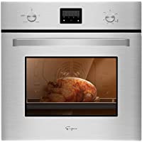 Empava 24" Single Gas Wall Oven Bake Broil Rotisserie Functions with Mechanical Controls in Stainless Steel