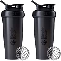 BlenderBottle Classic Shaker Bottle Perfect for Protein Shakes and Pre Workout, 28-Ounce (2 Pack), All Black