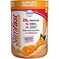 SlimFast Advanced Immunity High Protein Meal Replacement Smoothie Mix, Orange Cream Swirl, Weight Loss Powder, 13.5 Oz