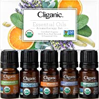 Cliganic Organic Aromatherapy Essential Oils Holiday Gift Set (Top 5), Stocking Stuffer - 100% Pure Natural - Peppermint…