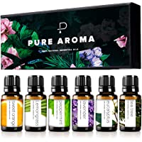 Essential Oils by PURE AROMA 100% Pure Therapeutic Grade Oils kit- Top 6 Aromatherapy Oils Gift Set-6 Pack, 10ML…