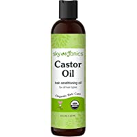 Organic Castor Oil (8oz) by Sky Organics USDA Organic 100% Pure Cold-Pressed Hexane-Free Castor Oil Conditioning and…