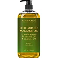 MAJESTIC PURE Arnica Sore Muscle Massage Oil for Body - Best Natural Therapy Therapy Oil with Lavender and Chamomile…