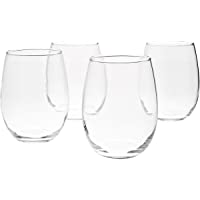 Amazon Basics Stemless Wine Glasses (Set of 4), 15 oz
