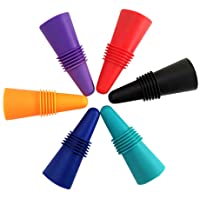 6PCS Wine Stoppers, AK1980 Silicone Reusable Sparkling Wine Bottle Stopper and Beverage Bottle Stopper with Grip Top for…