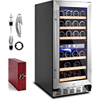 VINERIE Elegant 15 Inch Wine Cooler Refrigerators, 28 Bottle Dual Zone Built-in or Freestanding Fridge with Upgrade…