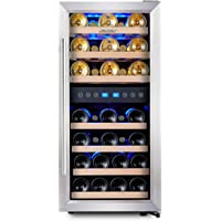 Phiestina Dual Zone Wine Cooler Refrigerator - 33 Bottle Free Standing Compressor Fridge and Chiller for Red and White…