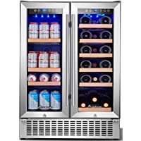 AAOBOSI 24 Inch Beverage and Wine Cooler Dual Zone 2-IN-1 Wine Beverage Refrigerator with Independent Temperature…