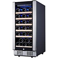 STAIGIS 15 Inch Wine Refrigerator, Under Counter Wine Cooler w/Stainless Steel Frame Glass Door, 30 Bottles Wine Fridge…