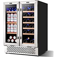 Colzer 24 Inch Beverage Fridge and Wine Cooler Dual Zone, Wine Beverage Refrigerator 18 Bottles and 57 Cans (120L) for…
